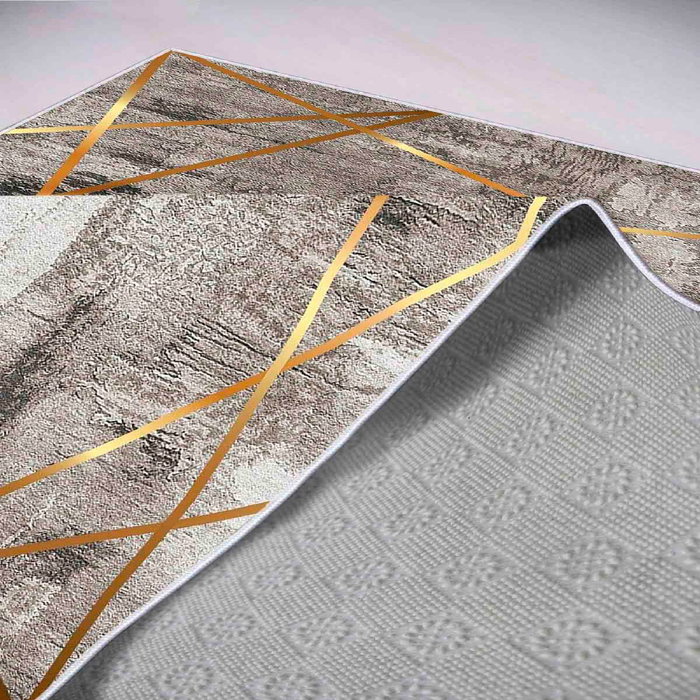 Conceptum Alfombra Hmnt452 Crema, Moca y Oro 100 x 150 cm